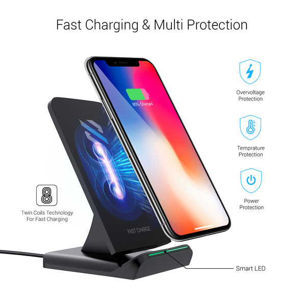 SKYVIK Beam 2 15W Qi Fast Wireless Charger-Type C With Dual Coils For IPhone Samsung And Other Compatible Devices