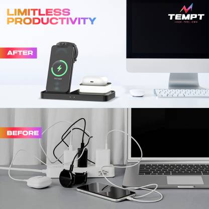 TEMPT Lumina Wireless Charger With Lamp 4 In 1 Magnetic Mag-Safe Charger Charging Pad